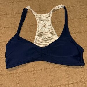 Aerie Navy & Crochet Bikini Top - NEVER WORN